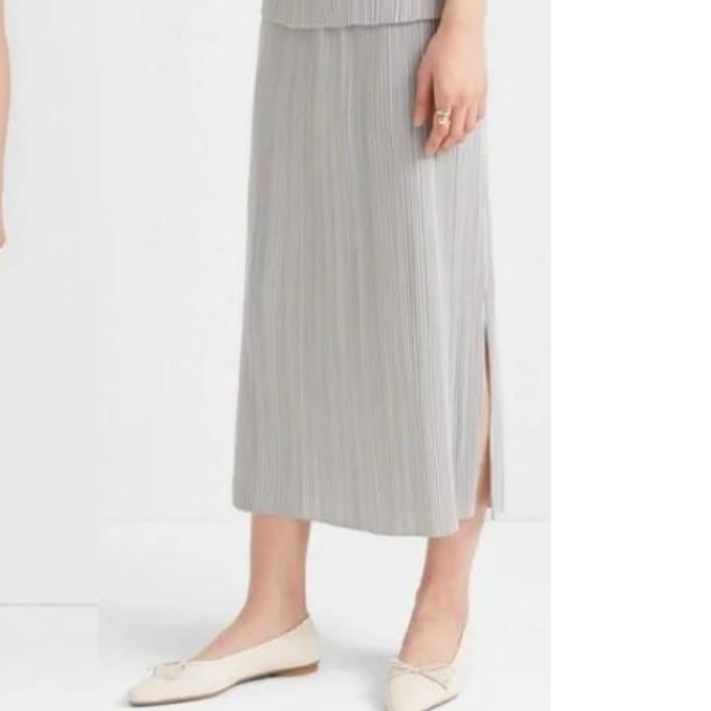 Club Monaco Pleated Midi Skirt Sz- L Jupe Gray